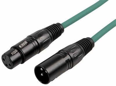 RARAION - 3 Pin XLR Male to Female Patch Lead, 1.5m Green