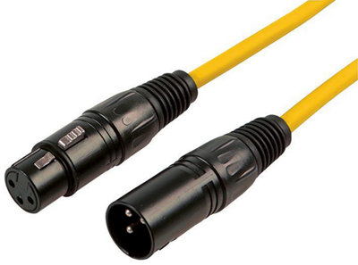 RARAION - 3 Pin XLR Male to Female Patch Lead, 1.5m Yellow