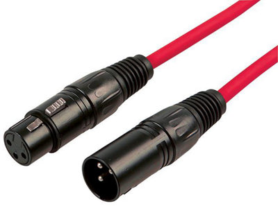 RARAION - 3 Pin XLR Male to Female Patch Lead, 12m Red