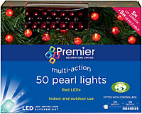 Raraion - 50 LED Pearl Lights, Multi-Action, Red, 4.9m
