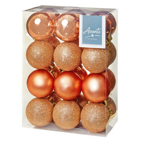 Raraion - 60mm Rose Gold Christmas Baubles, Pack of 24