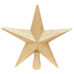 Raraion - Christmas Star Tree Topper, Champagne Gold Glitter, 22cm