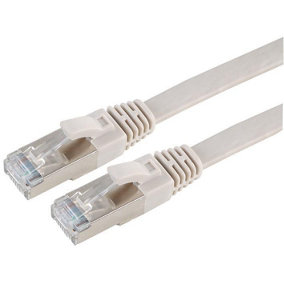 RARAION - Flat Cat7 RJ45 Male to Male Ethernet Patch Lead, 15m Grey