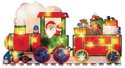 Raraion - Light-Up Santa in Train Christmas Window Silhouette (240x450mm)