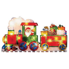 Raraion - Light-Up Santa in Train Christmas Window Silhouette (240x450mm)