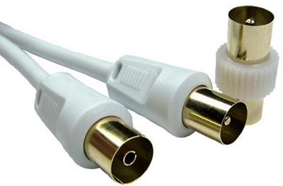 RARAION - TV Aerial Coaxial Lead, Male to Female, White, 2m