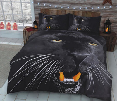 Rare Angry Wild Black Panther Bed Set- 3D Animal Printed SINGLE Beddings Duvet Cover + One Matching Pillowcase