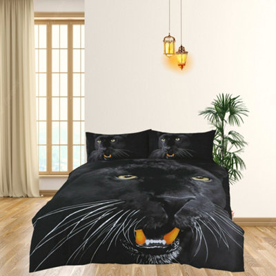 Rare Angry Wild Black Panther Bed Set- 3D Animal Printed SINGLE Beddings Duvet Cover + One Matching Pillowcase