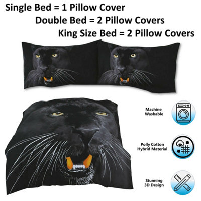 Rare Angry Wild Black Panther Bed Set- 3D Animal Printed SINGLE Beddings Duvet Cover + One Matching Pillowcase