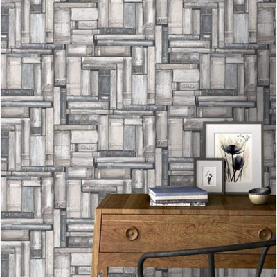 Rasch 3D Vintage Book Spine Library Theme Textured Wallpaper 220742