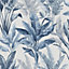 Rasch Akari Madagascar Leaf Wallpaper Tropical Banana Palm Tree Leaves Flowers Blue 282893