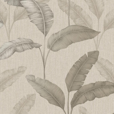 Rasch Amara Beige/Gold Palm Leaves Wallpaper for Living Room, Bedroom, Fireplace Metallic Finish 283470