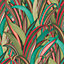 Rasch Amazing Tropical Grasses Teal Red and Green Wallpaper
