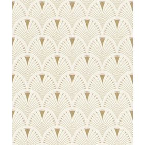 Rasch Art Deco Fan Cream Wallpaper 433227