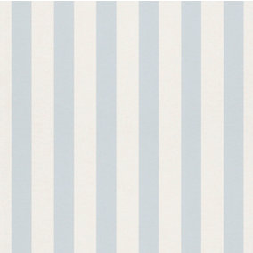 Rasch Bambino Baby Blue and White Stripe Wallpaper