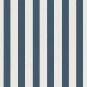 Rasch Bambino Denim and White Stripe Wallpaper