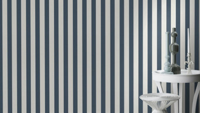Rasch Bambino Denim and White Stripe Wallpaper