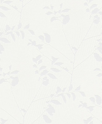 Rasch Barbara Becker Textured Off White Leaves Wallpaper 779806