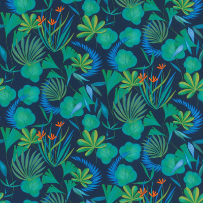 Rasch Botanical Leaves Navy Wallpaper Flowers Naturistic Paste The Wall Vinyl