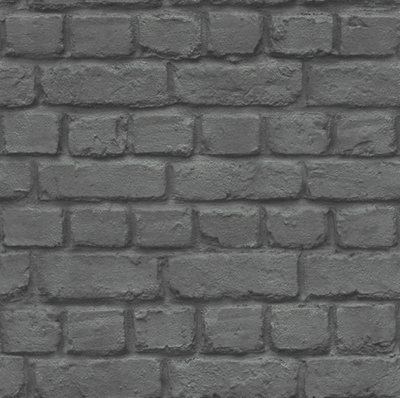 Rasch Brick Effect Black Wallpaper 226744