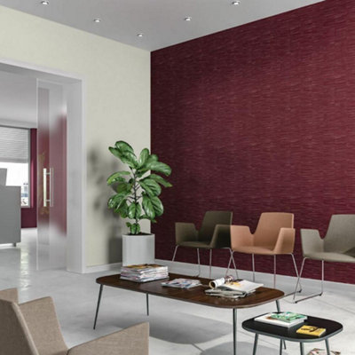 Rasch Burgundy Textured Wallpaper Metallic Silver Lines Effect Paste The Wall