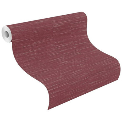 Rasch Burgundy Textured Wallpaper Metallic Silver Lines Effect Paste The Wall