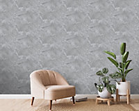 Rasch Canopy Leaves Grey Wallpaper