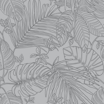 Rasch Canopy Leaves Grey Wallpaper