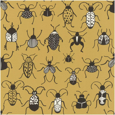 Rasch Claas Bugs Life Mustard Wallpaper Paste The Wall Vinyl Extra Washable