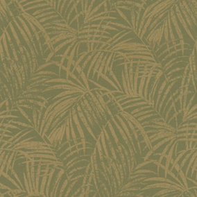 Rasch Denzo Perfect Palms Olive with Gold Wallpaper