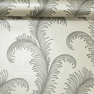 Rasch Eden Feathers Gold Grey Metallic Glitter Non Woven Textured Wallpaper