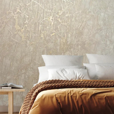 Rasch Enzo Marble Effect Taupe and Gold Metallic Wallpaper 538120