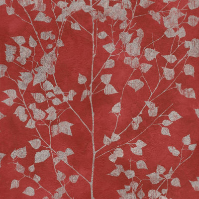 Rasch Finca Metallic Trees Wallpaper Red Silver Paste The Wall Contemporary