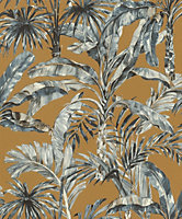 Rasch Florentine Tropical Palms Cinnamon and Grey Wallpaper