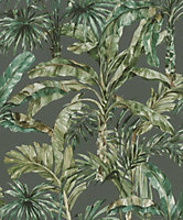 Rasch Florentine Tropical Palms Grey and Fresh Green Wallpaper