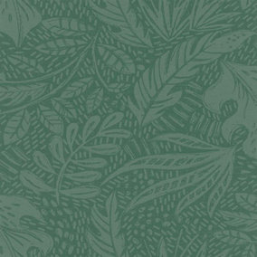 Rasch Foliage Leaves Emerald Green Wallpaper Modern Contemporary Paste The Wall
