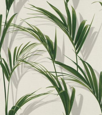 Rasch Freundin Lush Leaves White and Green Wallpaper