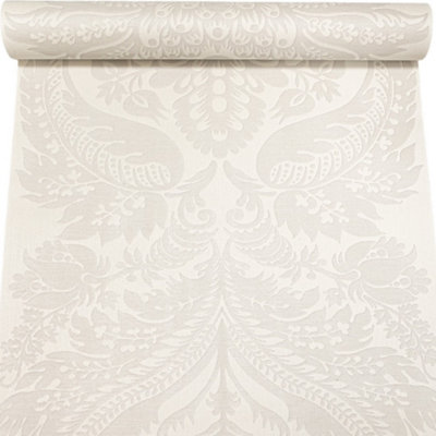 Rasch Galerie Trianon Floral Baroque Grey White Silver Textured Wallpaper 515244