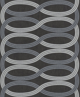 Rasch Glam Shimmering Infinity Charcoal Silver Wallpaper