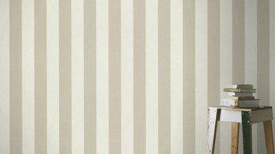 Rasch Glam Shimmering Stripe Cream Beige Wallpaper