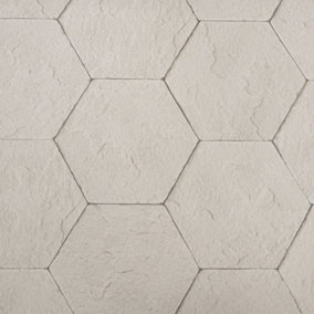 Rasch Grey Brown Wallpaper Mix Taupe Hexagon Brick Tile Wall Effect Textured