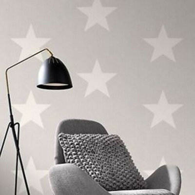 Rasch Grey & White Stars Wallpaper Kids Neutral Bedroom Feature Space 248128