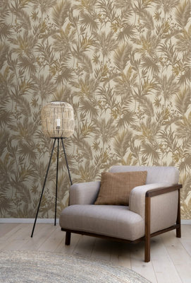 Rasch Kalahari Shimmering Oasis Golden Brown Wallpaper