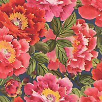 Rasch Kimono Beautiful Blossoms Bright Pink Multi Wallpaper