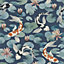 Rasch Kimono Koi Pond Blue Wallpaper