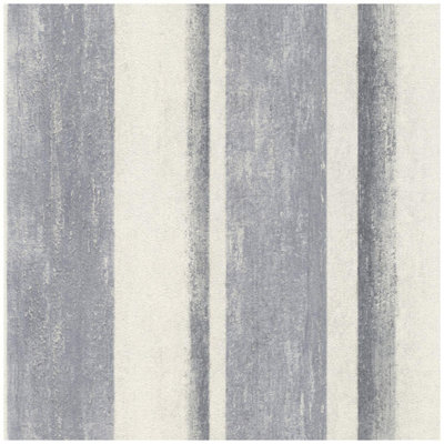 Rasch Linares Stripe Blue Cream Wallpaper Extra Washable Modern Stripable Vinyl