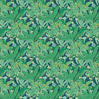 Rasch Lush Garden Green Navy Wallpaper Floral Leaves Paste The Wall Contemporary