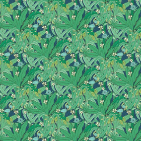 Rasch Lush Garden Green Navy Wallpaper Floral Leaves Paste The Wall Contemporary