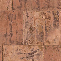 Rasch Metallic Rust Brick Wallpaper Brown Red Industrial Modern Paste The Wall