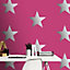 Rasch Metallic Stars Pink Wallpaper 248180